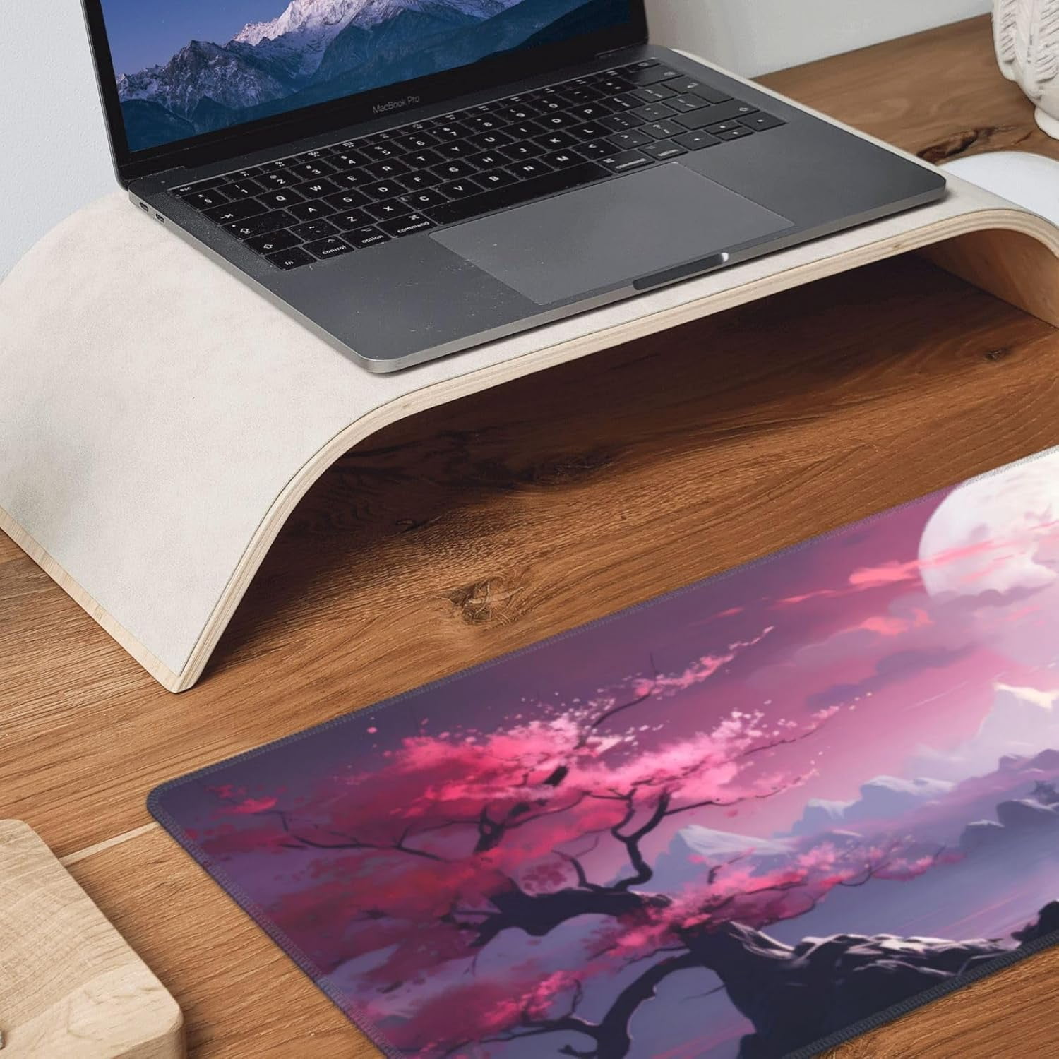 PCS Watercolor Japanese Large Gaming Mouse Pad,Japanese Mouse Pad 31.5 x 11.8 in Mat Desk Pad,Large Desk Mat,Extended Keyboard Mousepad with Non-Slip Base and Stitched Edge for Desk Home Office