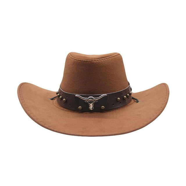 GPOECD Mens Western Cowboy Jazz Style Bowler Hat Performance Accessory Brown,M