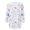 thumbnail image 5 of Womens Crew Neck 3/4 Sleeve Tops Basic Floral Print T-Shirts 2025 Summer Basic Tee Casual Tunic Top, 5 of 5