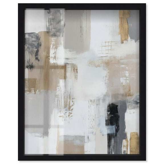 Neutral Nexus II Shadowbox Print Neutral Abstract Art by Art Remedy, Black Frame, 16 x 20
