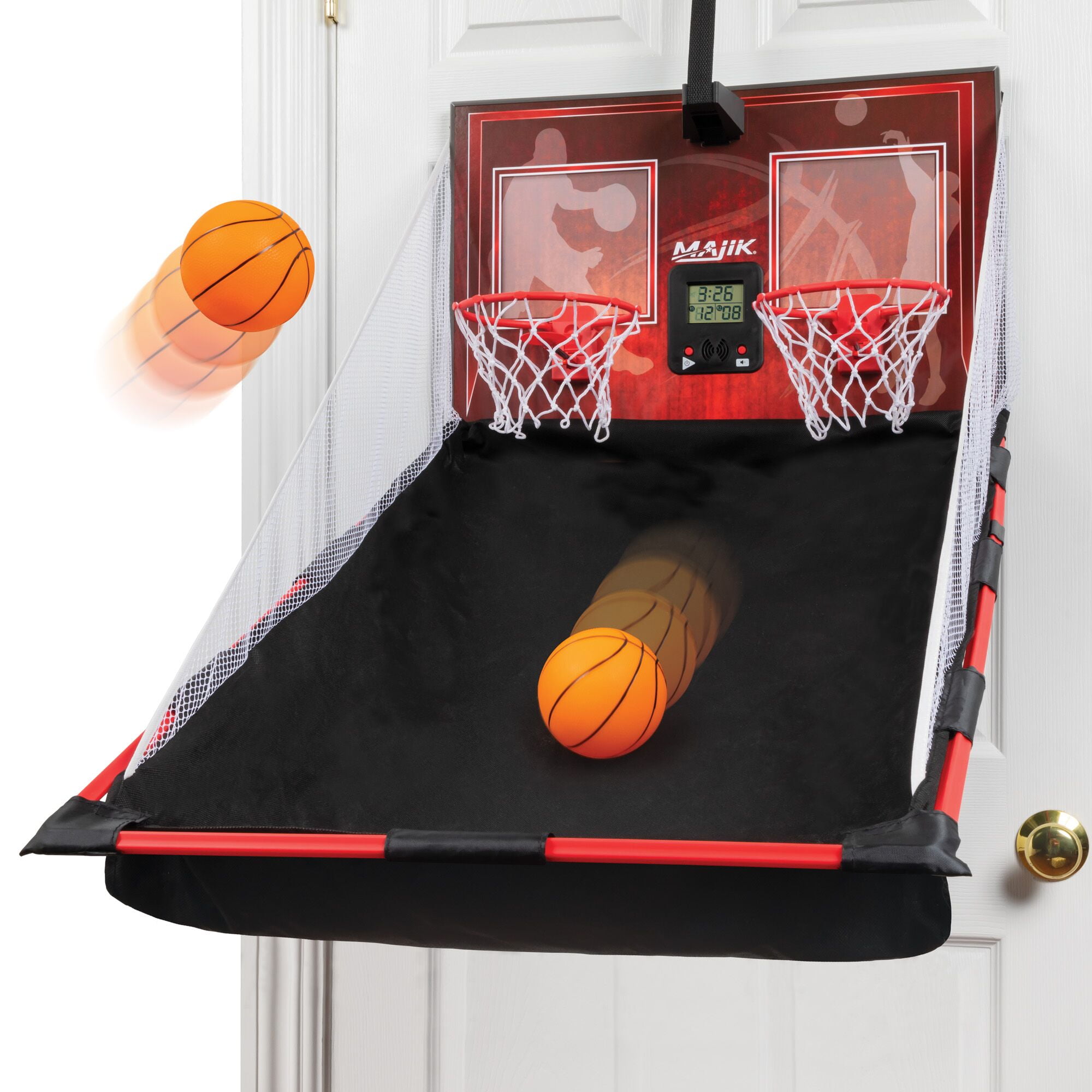 Ball & Pump Included Majik Deluxe Over The Door Basketball Game LED Scoring 