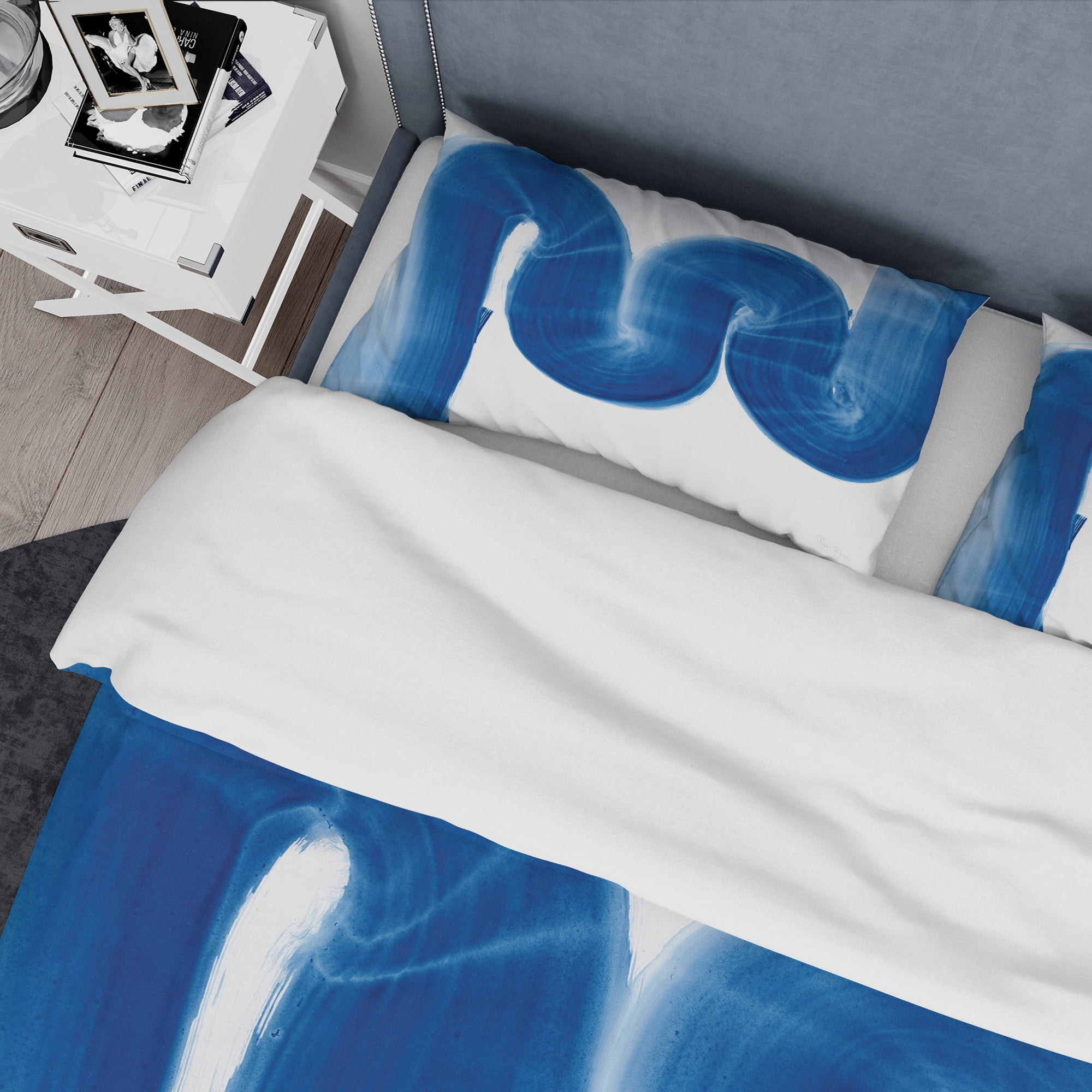 Designart 'Blue Geometric S Curve' Geometric Duvet Cover Set