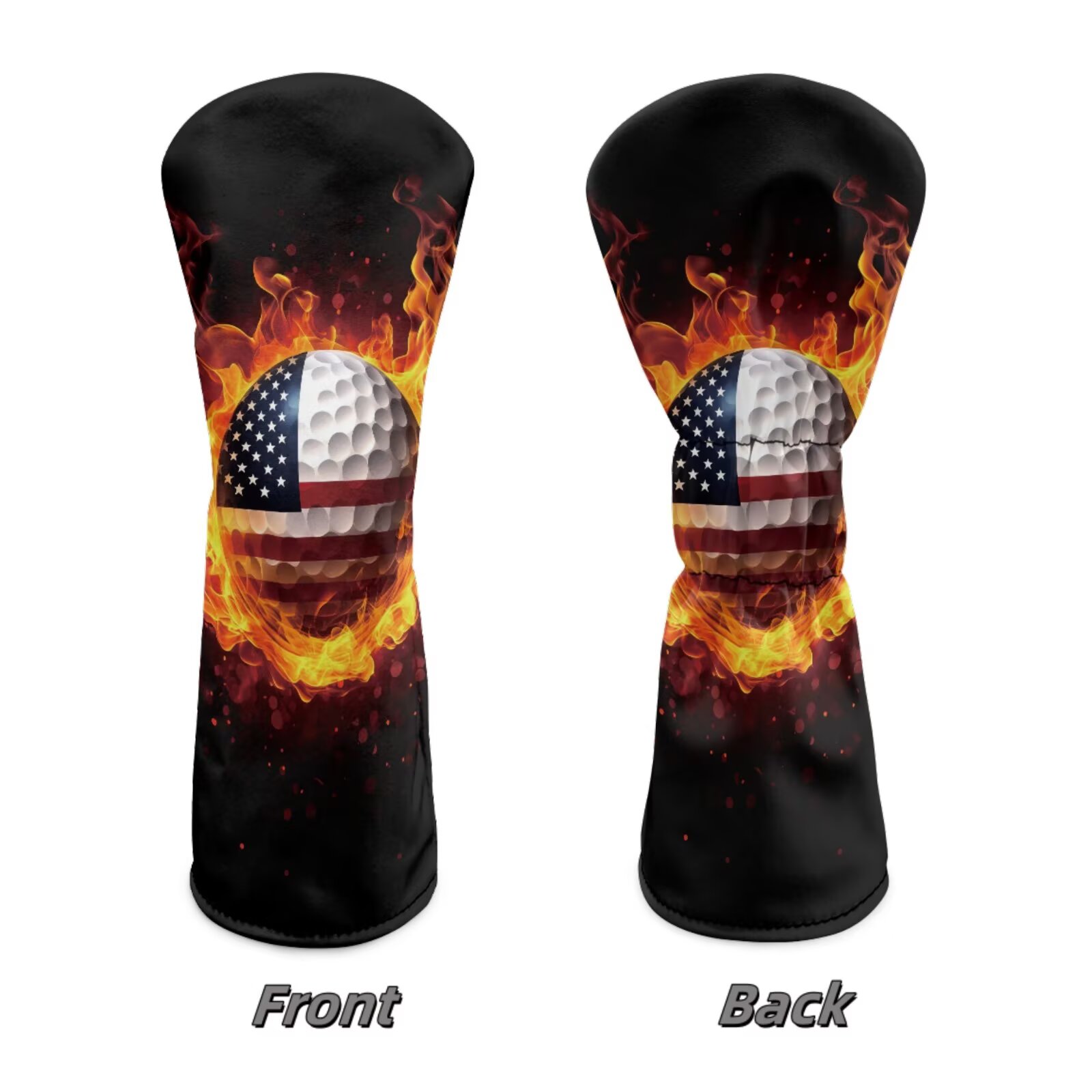 Uorisanigo Golf Club Head Covers 3-Pack for Men & Women - American Flag Golf Ball Print Driver Head Covers - Premium PU Leather Driver, Fairway #3#5, Hybrid Headgear, Waterproof & Durable