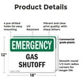 thumbnail image 2 of (2 Pack) Gas Shutoff OSHA Emergency Sign 18 Inch X 12 Inch Plastic Sign, Weather Resistant, UV Protected for Workplace, Business, and Construction Site, Made in the USA, 2 of 8