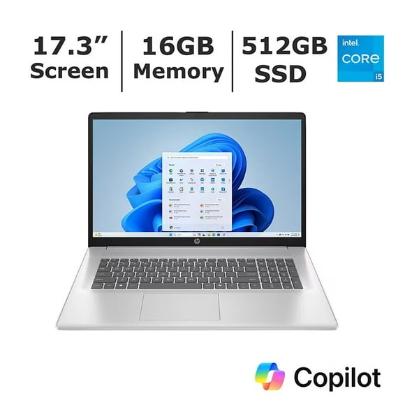Open Box - HP B94P2UA#ABA 17.3" Diagonal Touchscreen Laptop - Silver (Intel Core i5 1335U / 16GB RAM / 512 GB SSD / Windows 11 Home)