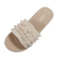 thumbnail image 1 of B91xZ Sandales à Enfiler pour Femmes Mode Bout Rond Ouvert avec Bride Tressée pour l'Été, Beige 8.5, 1 of 5