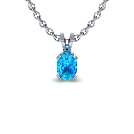 Moss Aquamarine Necklace - SuperJeweler 3/4 TGW Oval Shape Aquamarine Necklace In Sterling Silver, 18 Inches