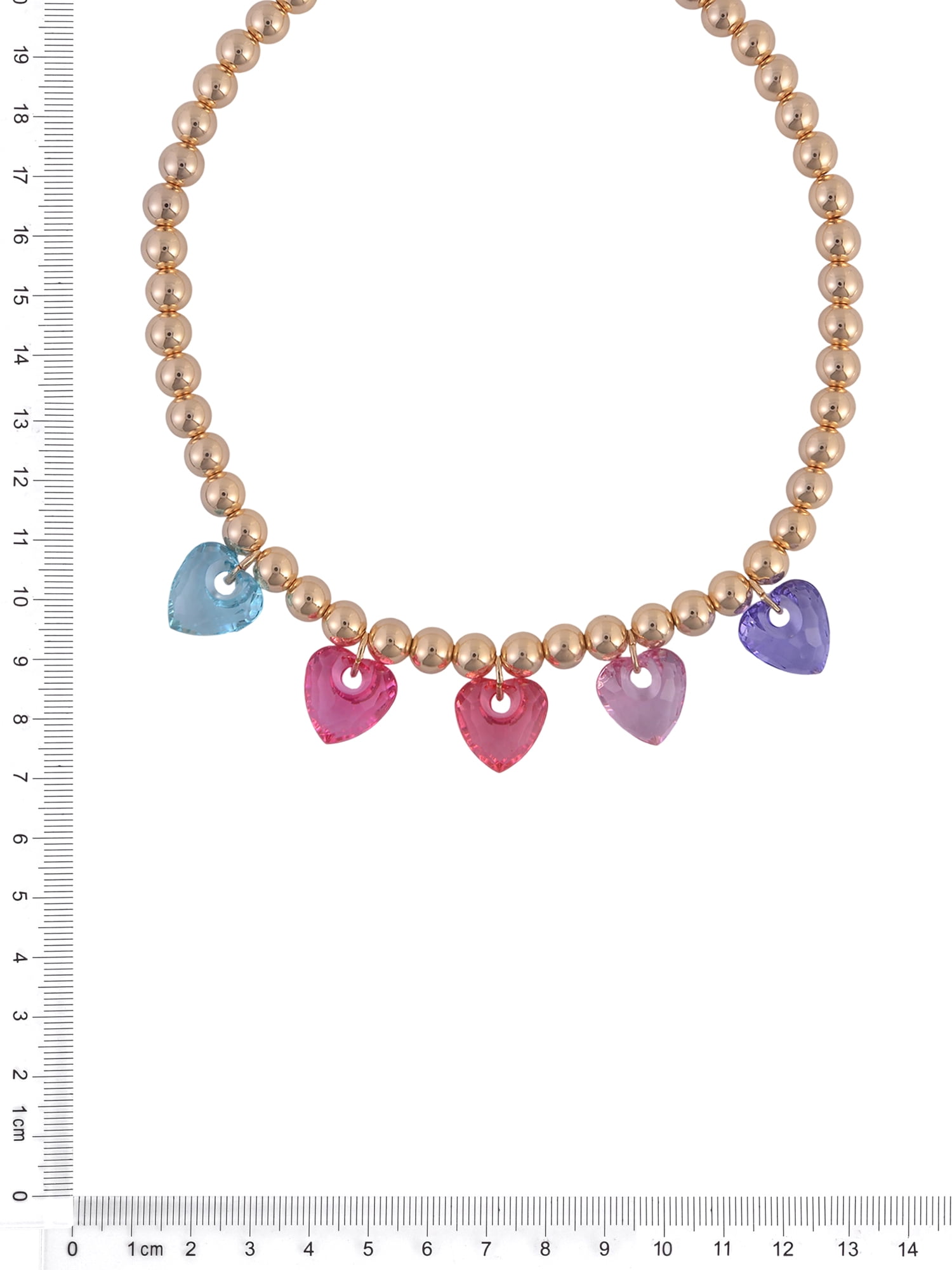 Wonder Nation Goldtone Beads Acrylic Multi Heart Drops Necklace, Bracelet & Earring Set