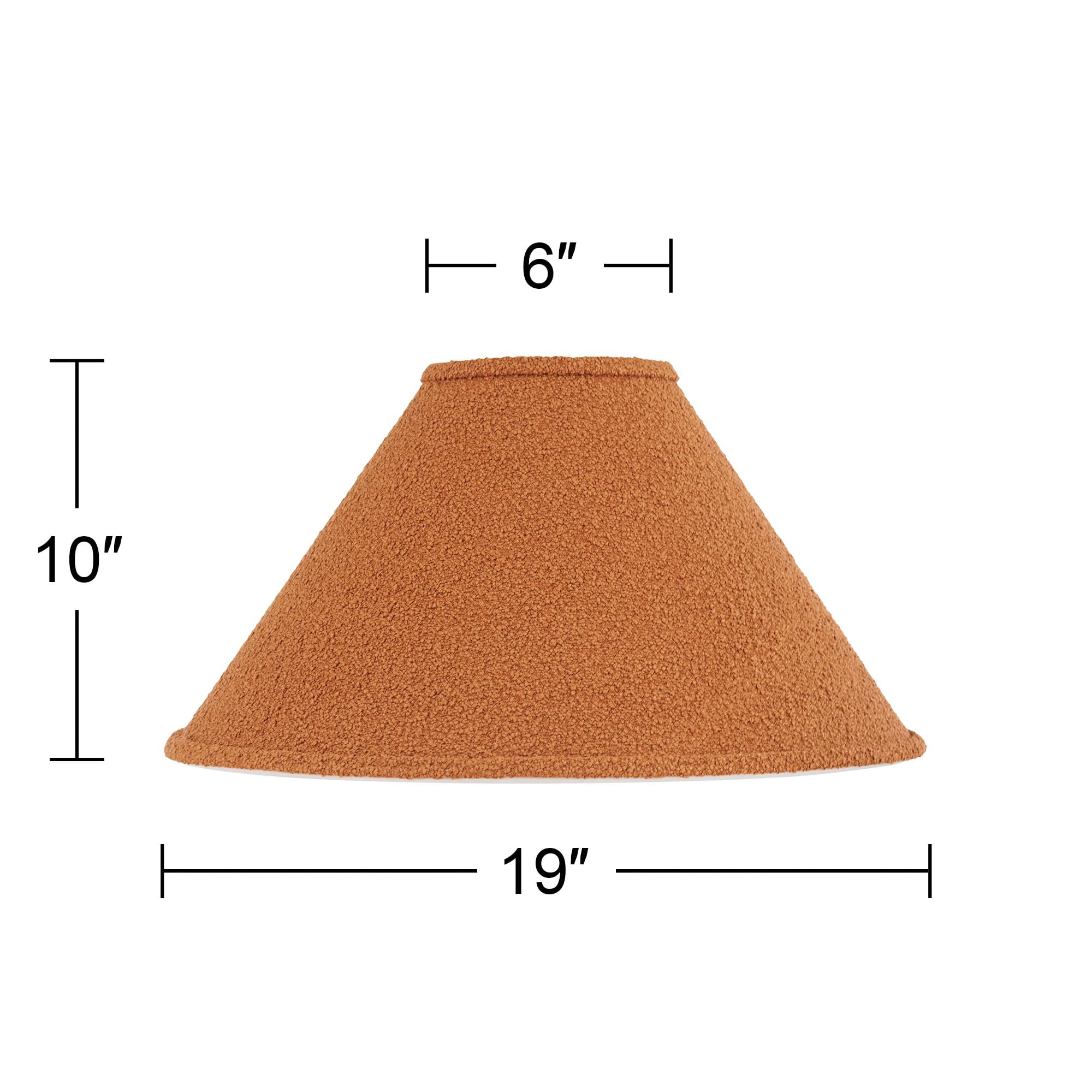 Springcrest 6" Top x 19" Bottom x 10" High x 10" Slant Lamp Shade Replacement Camel Brown Tapered Boucle Woven Fabric Spider Harp Finial