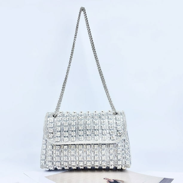 Bolso de cena para mujer, nuevo bolso de noche pequeño de alta gama con incrustaciones de diamantes, para llevar al hombro o bajo el brazo | Bolso de vino con cristales | 20 x 11 x 5 cm
