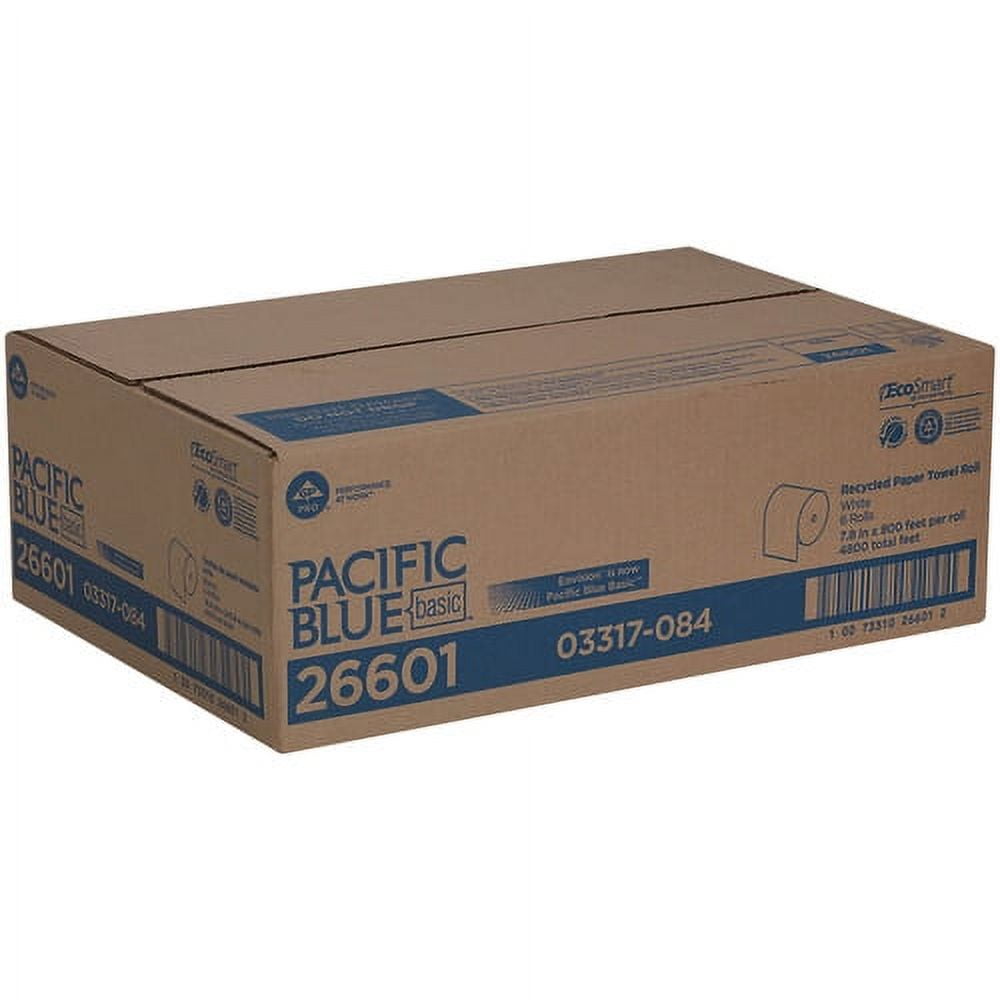 Pacific Blue Basic Recycled Paper Towel Roll by GP PRO 1 Ply - 7.88" x 800 ft - White- 6 / Carton
