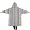 thumbnail image 2 of Oversized Wearable Blanket Hoodie,Colorful Geometric Striped Pattern Sherpa Blanket Hoodie with Super Pockets,Super Warm Fuzzy Pullover for Women & Men, 2 of 6