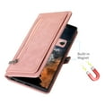 thumbnail image 4 of Allytech Wallet Case for Samsung Galaxy S24 Ultra, [9 Card Slots] [Zipper Pocket] Luxury PU Leather Kickstand Magnetic Clasp Cover with Shoulder Strap & Hand Strap, Shockproof Anti-Fall Case, Rosegold, 4 of 10