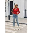 thumbnail image 5 of Zeagoo Womens Tops Long Sleeve Shirt Casual V-Neck Rib Knit Pullover Tee Basic Solid Trendy Fall Going Out Tops Underscrub Casual Outfits, 5 of 5
