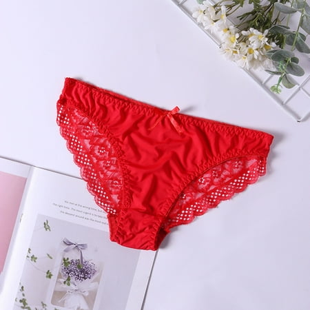 DondPO Womens Underwear Panties for Women Waist Color In Thong Women For Low Sexy Lace Panties Patchwork Solid Lingerie for Women Seamless Underwear Cotton Underwear Red M