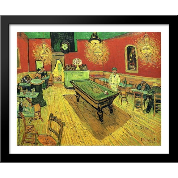 The Night Cafe 34x28 Large Black Wood Framed Print Art by Vincent van Gogh