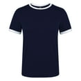 thumbnail image 5 of Uooqdmx Basic Tees for Women, Womens T Shirts Loose Fit, Cotton Shirts for Women, Crew Neck Tops Contrast Binding T Shirt Summer Tee, Women Plain Tshirt, Navy S, 5 of 6