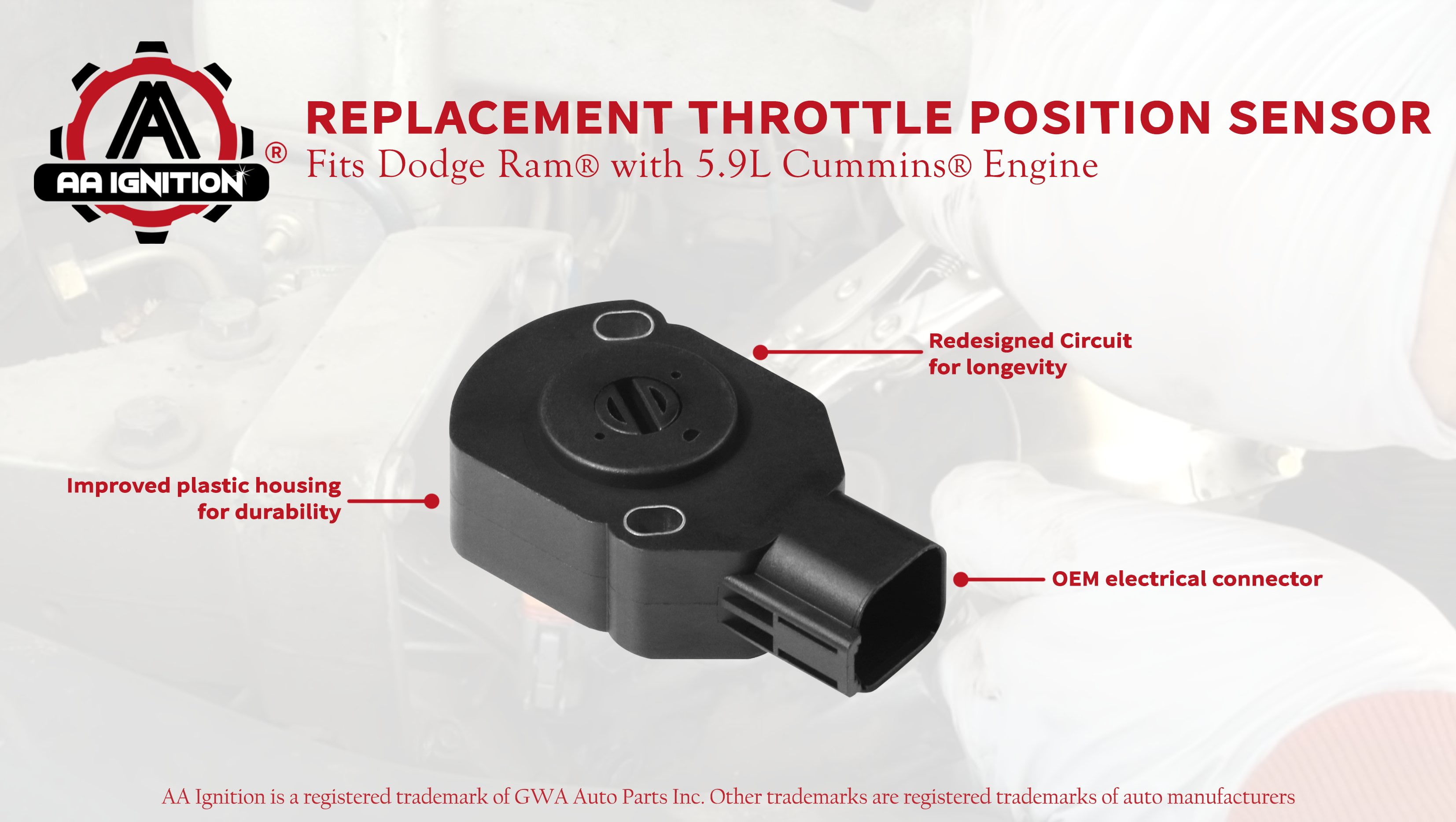 Throttle Position Sensor 53031575AH 02 TPS Fits Dodge Ram 2500 00 53031575 Replaces# AP63427 99 03 04 Accelerator Pedal Position Sensor APPS 5.9L Cummins Engine 98 01 3500 1998-2004