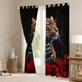 thumbnail image 3 of Leopard Windows Drapes Block 30%-50% Light,Cheetah Rose Flower Home Decor Curtains for Living Room,Red Geometric Honeycomb Window Drapes 38Wx54L Inches Set of 2 Panels, 3 of 6