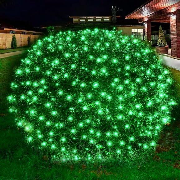 Red de luces navideñas Dirnun, 160 LED, 1,5 m x 2 m, verde, resistente al agua