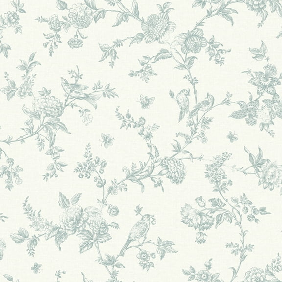 Chesapeake Nightingale Seafoam Floral Trail Wallpaper