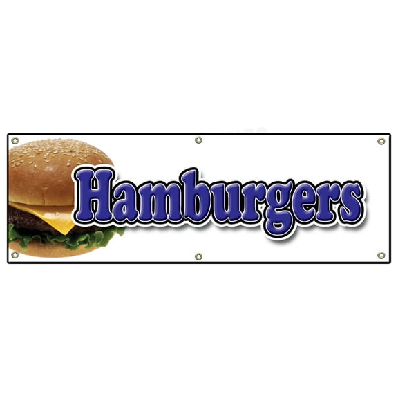 SignMission B-72 Hamburgers 72 in. Banner Sign - Hamburger