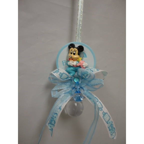 CHARMED Mickey Mouse Pacifier Necklaces Baby Shower Games Favors Prizes 12PC; Blue