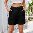 thumbnail image 2 of Pxkloy Womens Ripped Jean Shorts Solid Color Above Knee Length Denim Shorts Button Zipper Pockets Shorts Casual Fashion Summer 2025 Shorts Black,S, 2 of 6
