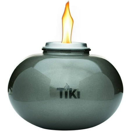 TIKI Brand 6-inch Clean Burn Glass Pearl of the Sea Table Torch Firepiece Pewter - 1116004