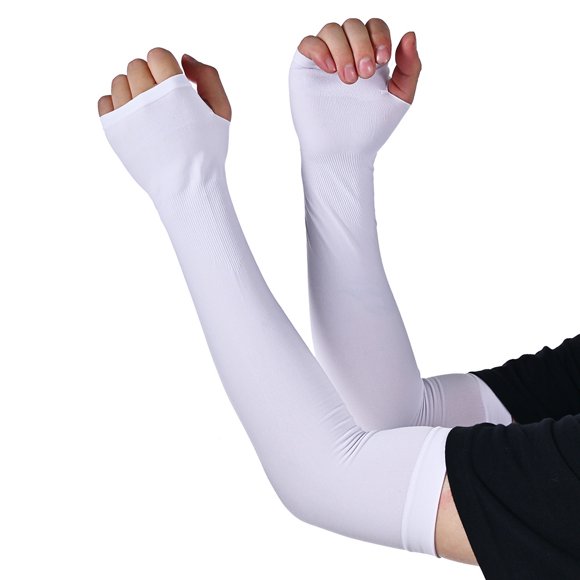 Jinswick UV Sunscreen Sleeves Cool Sports Sleeves with Hand Coverage for Outdoor Activities Tattoo Coverage Suitable for Running, Golfing, Cycling, Basketball, Driving, Fishing | One Size | 2 Pairs