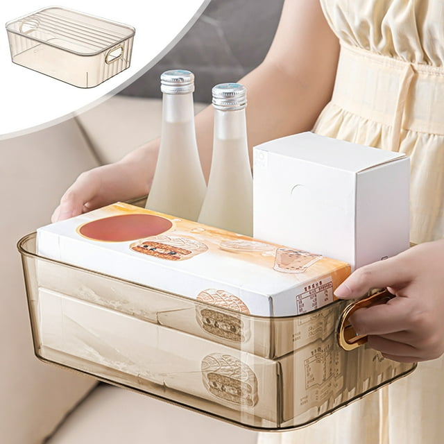 Organizador de escritorio Caja de almacenamiento de plástico transparente | Cesta trapezoidal montada en la pared | Contenedor de snacks cosméticos versátiles | Ahorro de espacio | 22x15x10cm