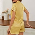 thumbnail image 6 of WMTBSRSW Satin Pajama Set for Women 2-Piece Short Sleeve Shirts and Shorts PJ Set Lapel Button Down Sleepwear Set Summer Lounge Outfits, 6 of 6