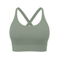thumbnail image 5 of COMVALUE Women's Square Scoop Neck Sports Bra Thin Strap Padded Low Impact Yoga Bra Wireless Workout Crop Top (Green, XL), 5 of 7