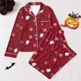 thumbnail image 2 of Tisuna Womens Halloween Pajamas Set Pumpkin Ghost Bat Print Long Sleeve Button Down Tops And Pants Sleepwear Pjs Sets Fashion 2 Pieces Housewear S-XXL, 2 of 3