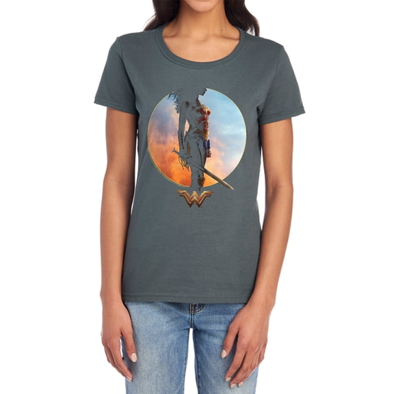 Wonder Woman Movie Wisdom and Wonder Women's T Shirt, Charcoal, Medium