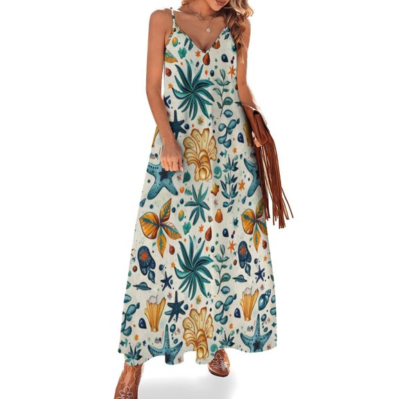 Beach Seashell Starfish Sleeveless Dress Woman Fashion Long Dresses Women's Summer Suit Dress Summer 2025 Women