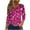Hot Pink, variant on Feancey Women's Henley Tops 3/4 Sleeve Trendy Sequin Print Blouses for Women Dressy Casual Button V-neck Loose Tunics Holiday Party T Shirt Hot Pink L