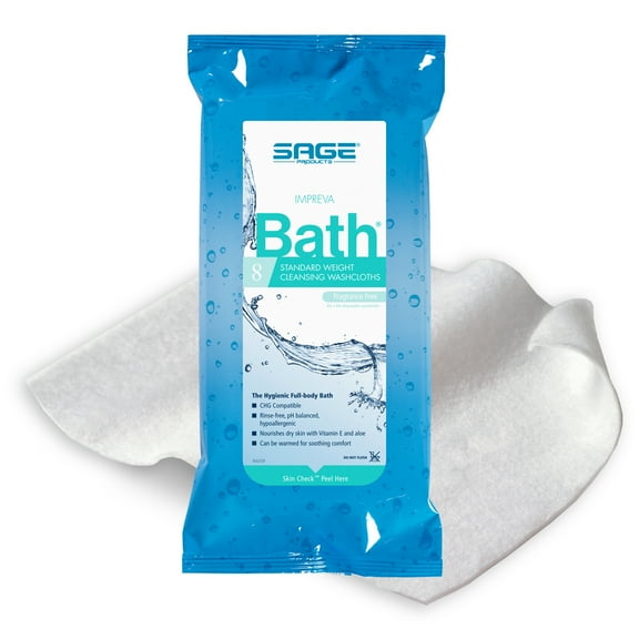 Impreva Bath Bath Wipe or Washcloth 8 x 8" 7988, 60 Pack 480 Wipes