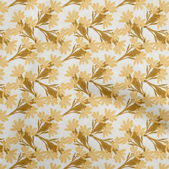 oneOone Rayon Light Yellow Fabric Floral Quilting Supplies Print Sewing Fabric By The Yard 56 Inch Wide