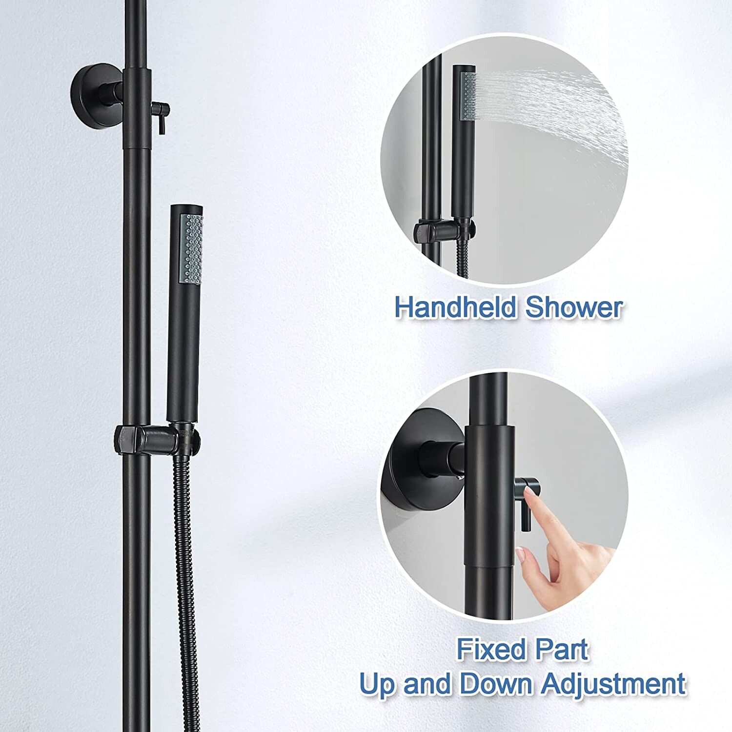 Black Shower Faucet Set Wall Shower System Fixture Stainless Steel Mixer Tap