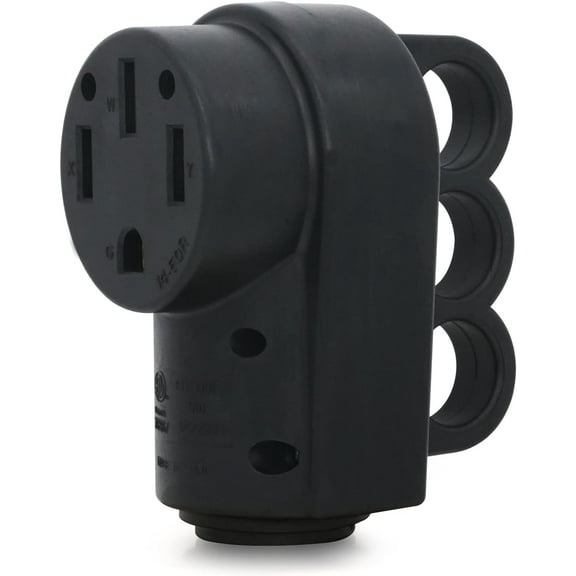 50 Amp RV Receptacle Female Replacement Plug NEMA 14-50R Heavy Duty 125V/250V 4 Prong Electrical Power Connector Extension Cord End with Easy to Grip Handle