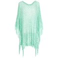thumbnail image 4 of Crochet Cover Ups for Women Beach Hollow Out Swim Cover Up Scolid Color Knit Fringed Edges Summer Outfits(Mint Green), 4 of 5