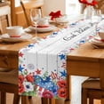 thumbnail image 5 of 4th of July Table Runner 70 Inches, Red Blue Independence Day Floral Star Vintage Bed Runner Dresser Scarves Tabletop for Indoor Outdoor Parties/Ceremony/Banquet, 13" x 70", 5 of 9