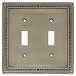 Brainerd 64772 Beaded Double Toggle Switch Wall Plate / Switch Plate / Cover, Brushed Satin Pewter - image 2 of 2