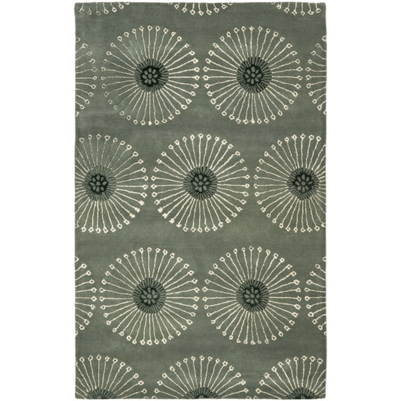 SAFAVIEH Soho Adeline Floral Wool Area Rug, Grey/Ivory, 6' x 6' Square
