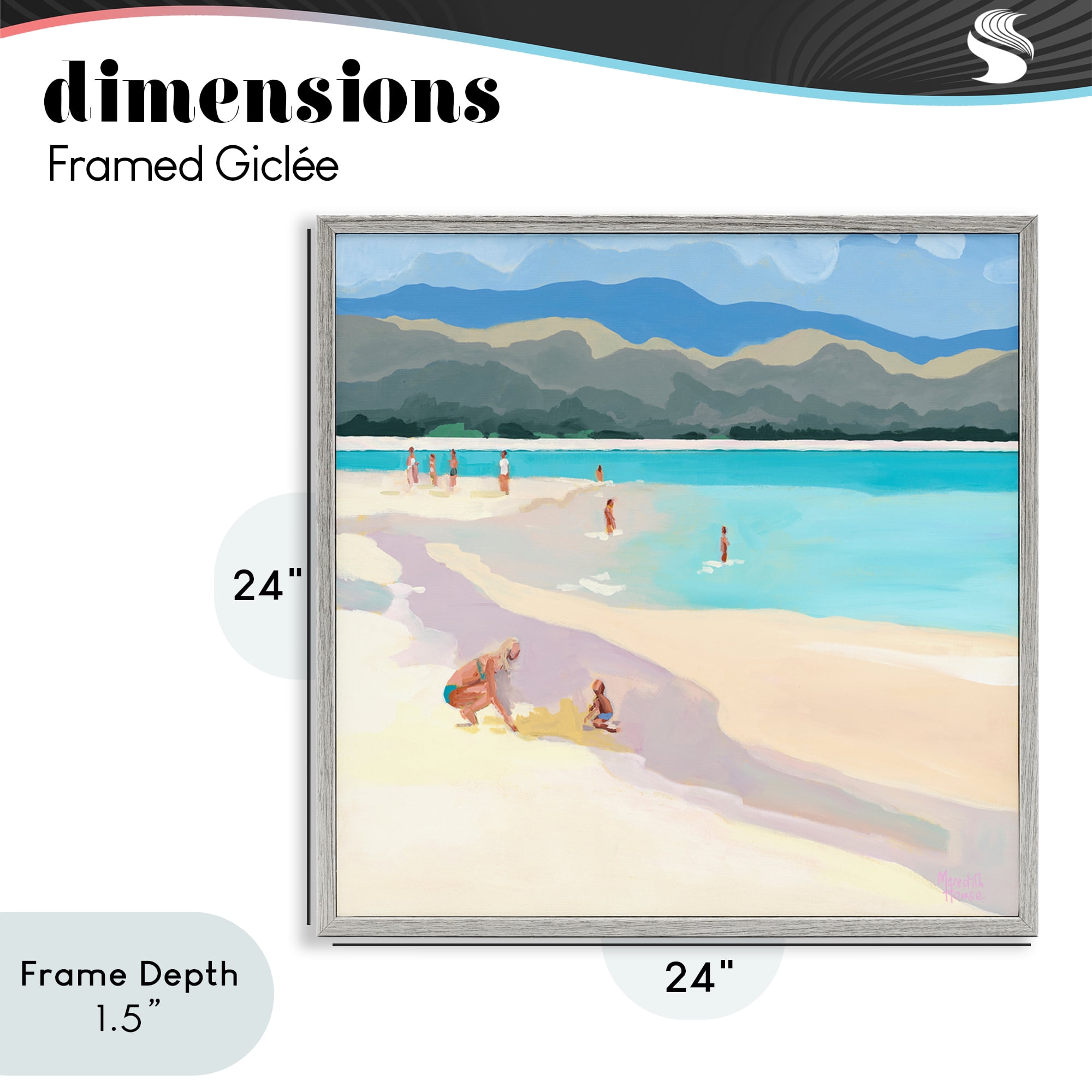 Stupell Industries Mother & Child Beach Scene Gray Framed Giclee Art, design by Meredith Howse