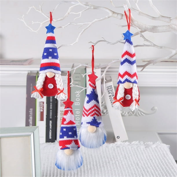 Xihbxyly Enano Patriótico, Decoración Del Hogar Del Día de La Independencia, Textura Suave con Barba y Sombrero, Gnomo Festivo para La Oficina o El Hogar, Regalo Perfecto para Familiares y Amigos, 1