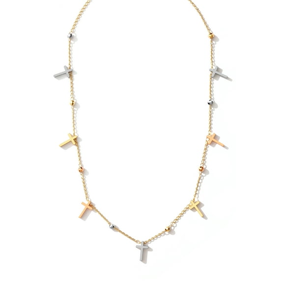 Tricolor Cross Charms Necklace