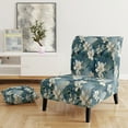 thumbnail image 2 of Designart "Marbled Pattern With Magnolias Vein In White And Blue Splendor I" White Marble Upholstered Accent Chair - Glam Arm Chair For Bedroom, 2 of 5
