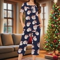 thumbnail image 2 of Tnhcen Women's Christmas Pajamas Set Loose Fit Round Neck Short Sleeve Button Top 7/8 Pants Festive Reindeer Print Sleepwear for Women Cozy Holiday Sleepwear & Loungewear, 2 of 6